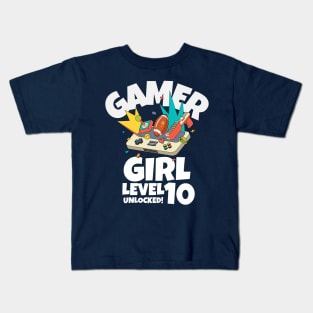 Gamer Girl Level 10 Unlocked! Kids T-Shirt